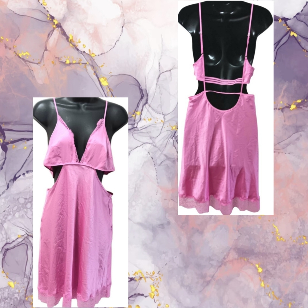 - - Pink Lace Trim Nightie Dress By Victoria's Secret NWT